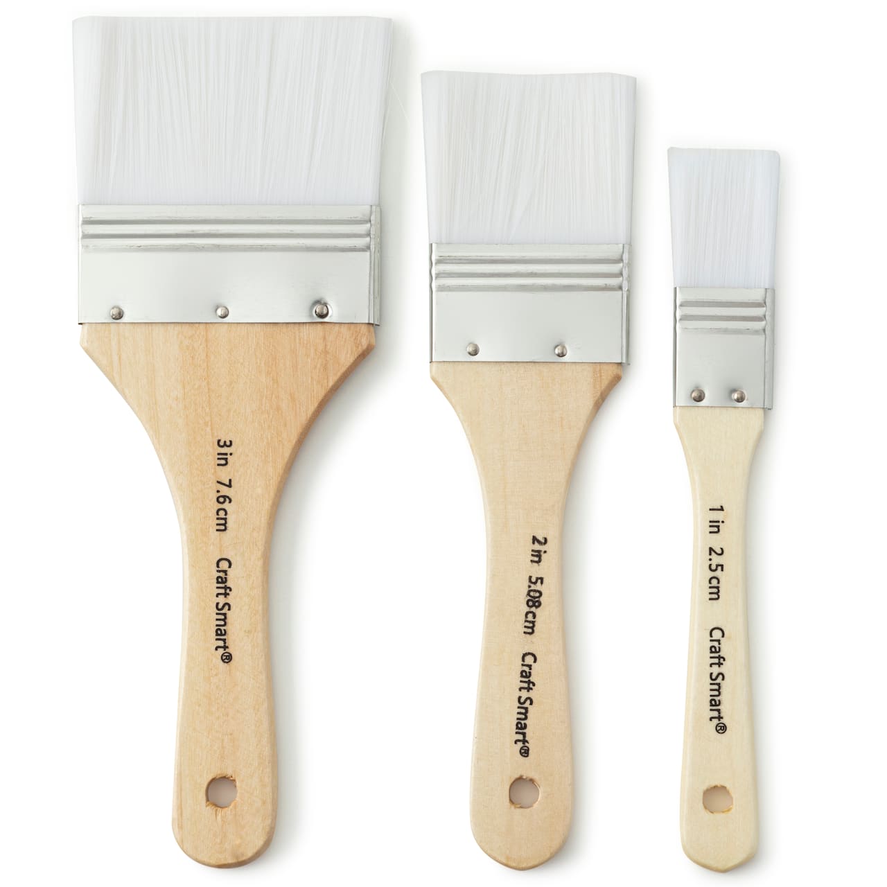 White Taklon Flat Brush Pack by Craft Smart&#xAE;